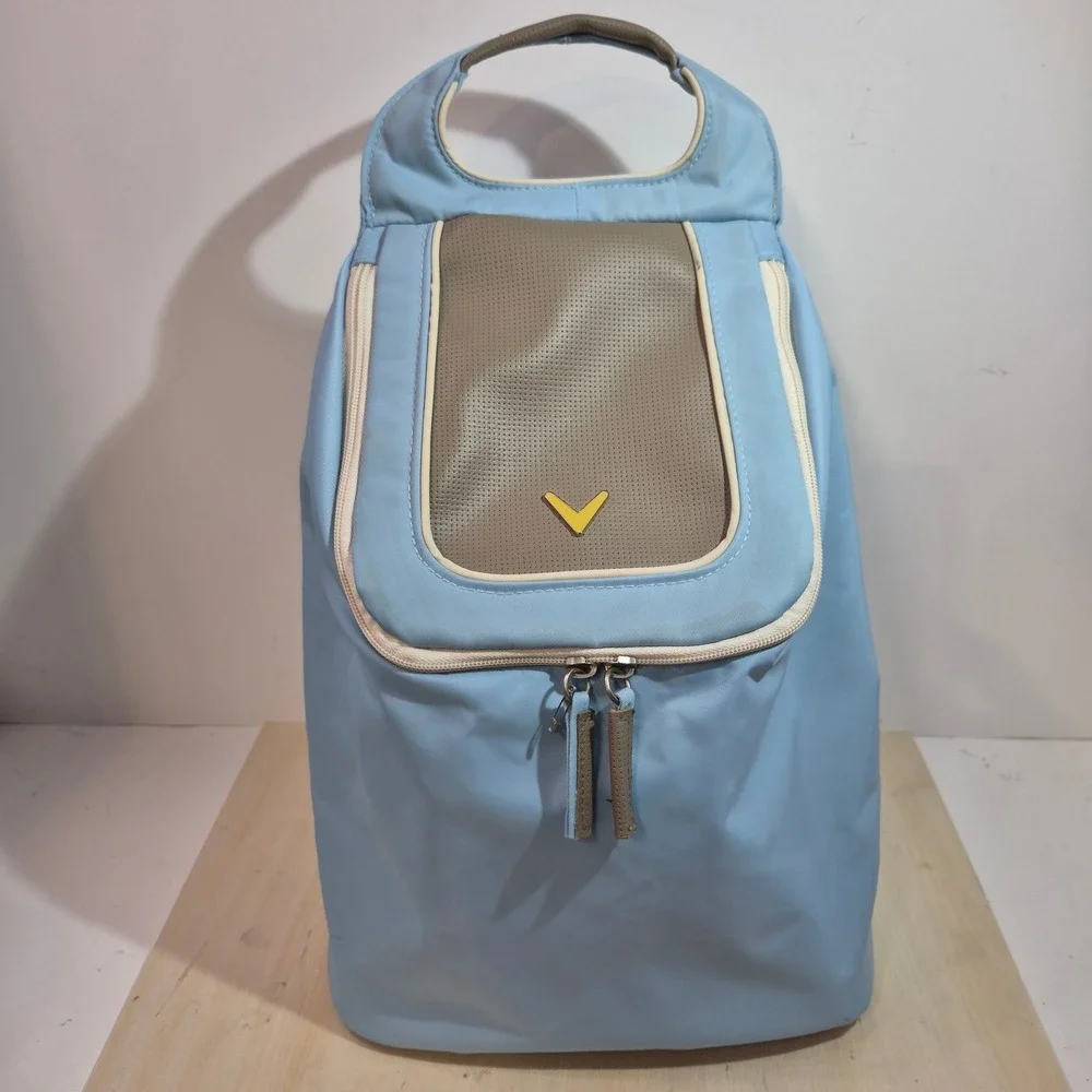 Callaway Golf Shoe Bag Light Blue Grey Chevron Logo Zippered Travel Case